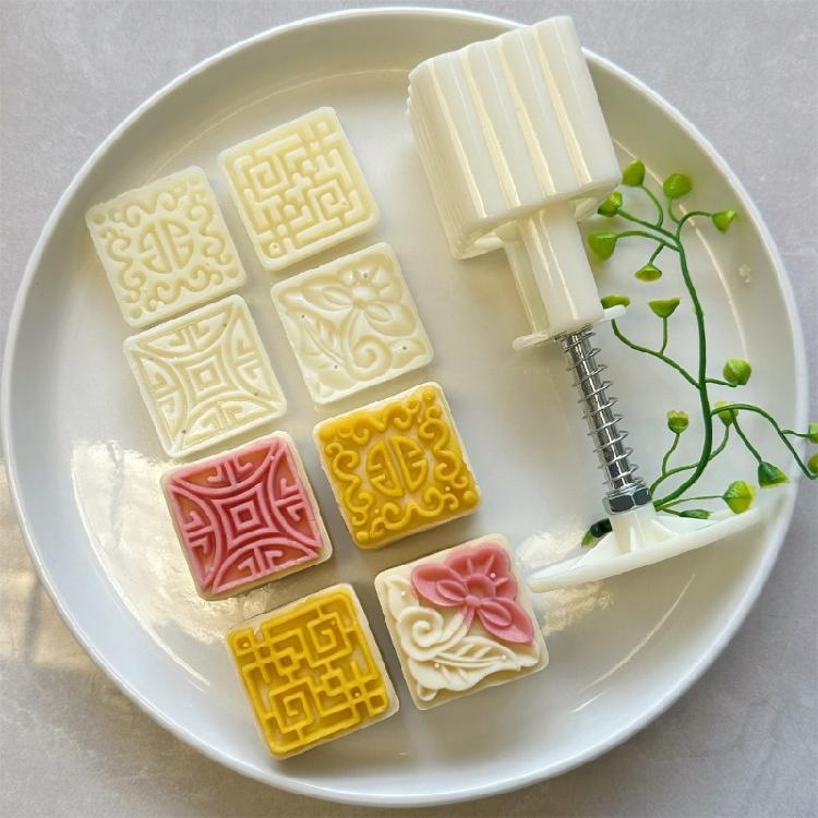 Convenient Festival Mooncakes Stamp Set with Pattern Manual Mooncakes Press Molds for Traditional Festival Celebration