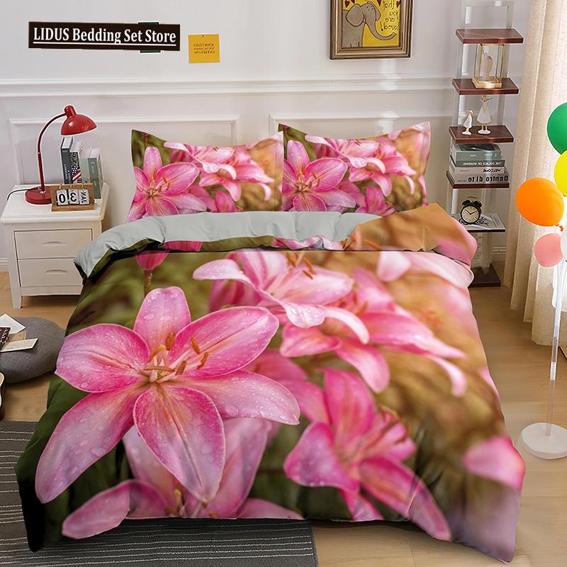 3D Flowers Bedding Set Twin Full King Queen Size Comforter Set For Kids Girl Bedroom Decoration Polyester Duvet Cover Set King