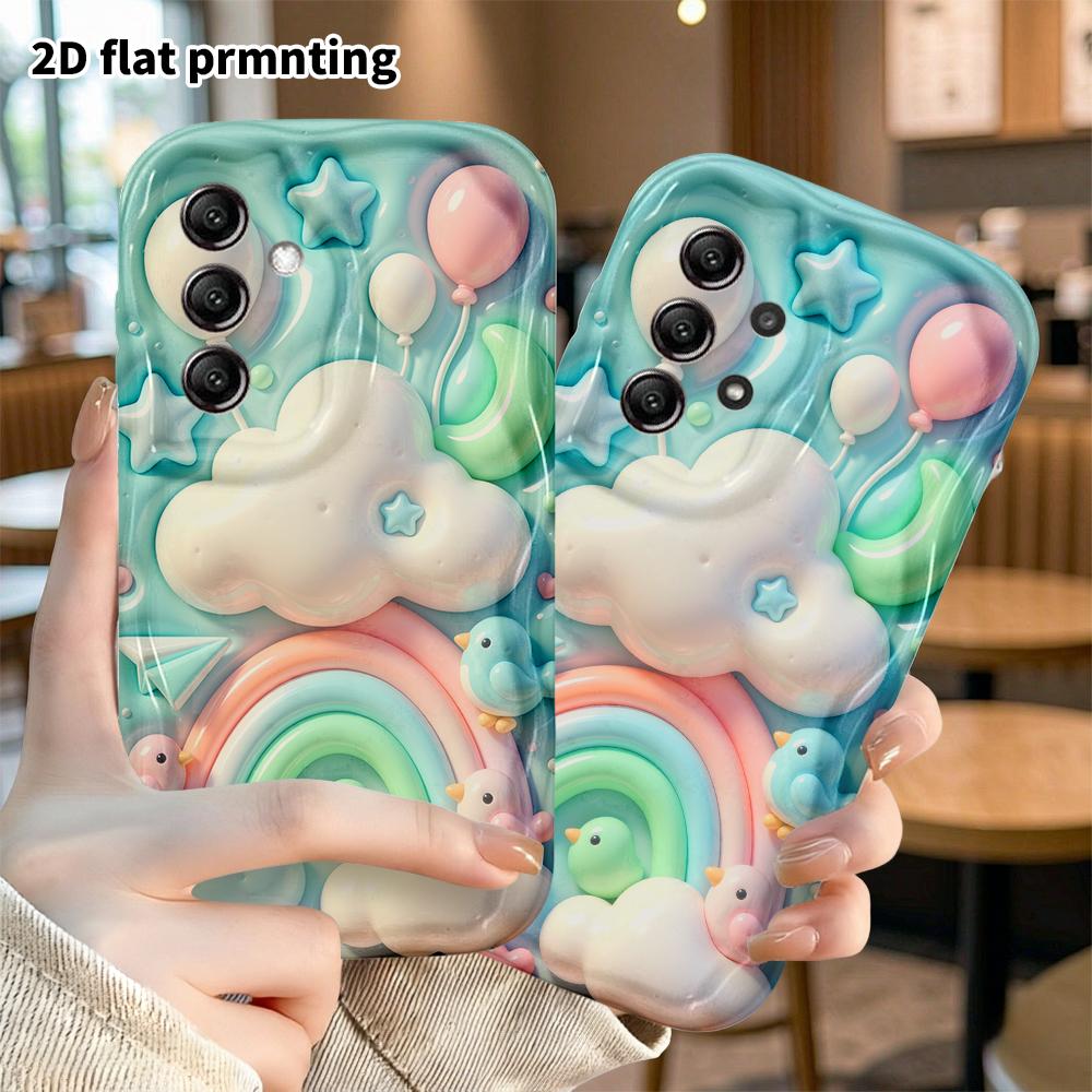 Phone case: 2D flat, suitable for Samsung Galaxy A34 A35 M05 M06 S20 S22 S21 FE Plus 5G protective case, clouds and rainbow, perfect holiday gift for 