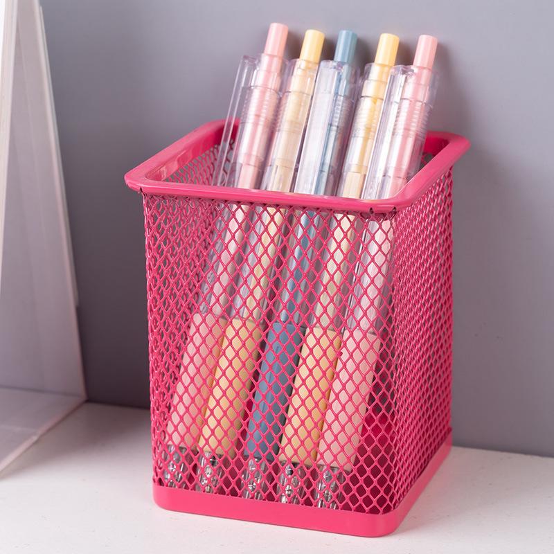 Stationery Pencil Bag Desktop Pencil Bag Creative Metal Mesh Hollow Design Student Color Pencil Large Capacity Pencil Bag