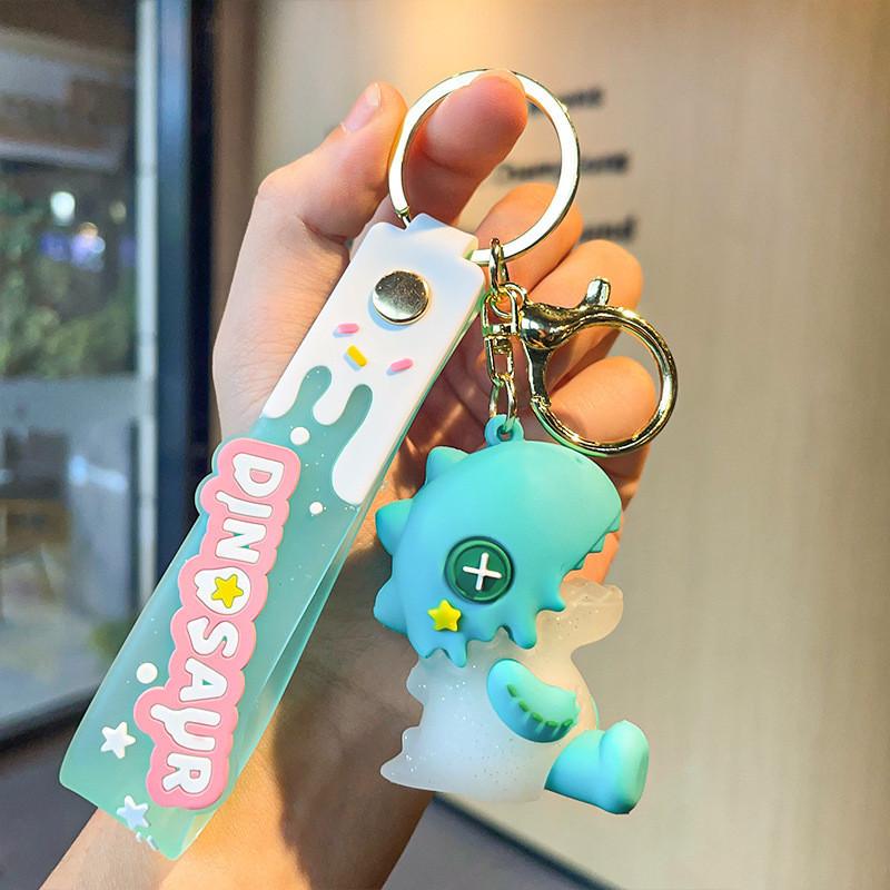 Entzückender Eisdinosaurier Schlüsselanhänger Weiches Gummi Zubehör Für Taschen Und Autos