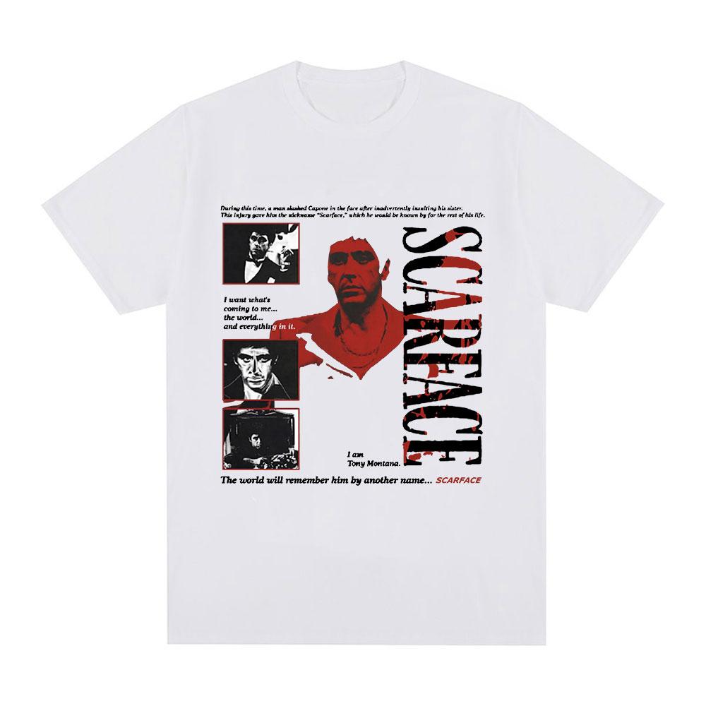 s Classic Gangsters Movie Scarface summer cotton Tshirt Tony Montana Al Pacino Tshirts Unisex Hip Hop Vintage S