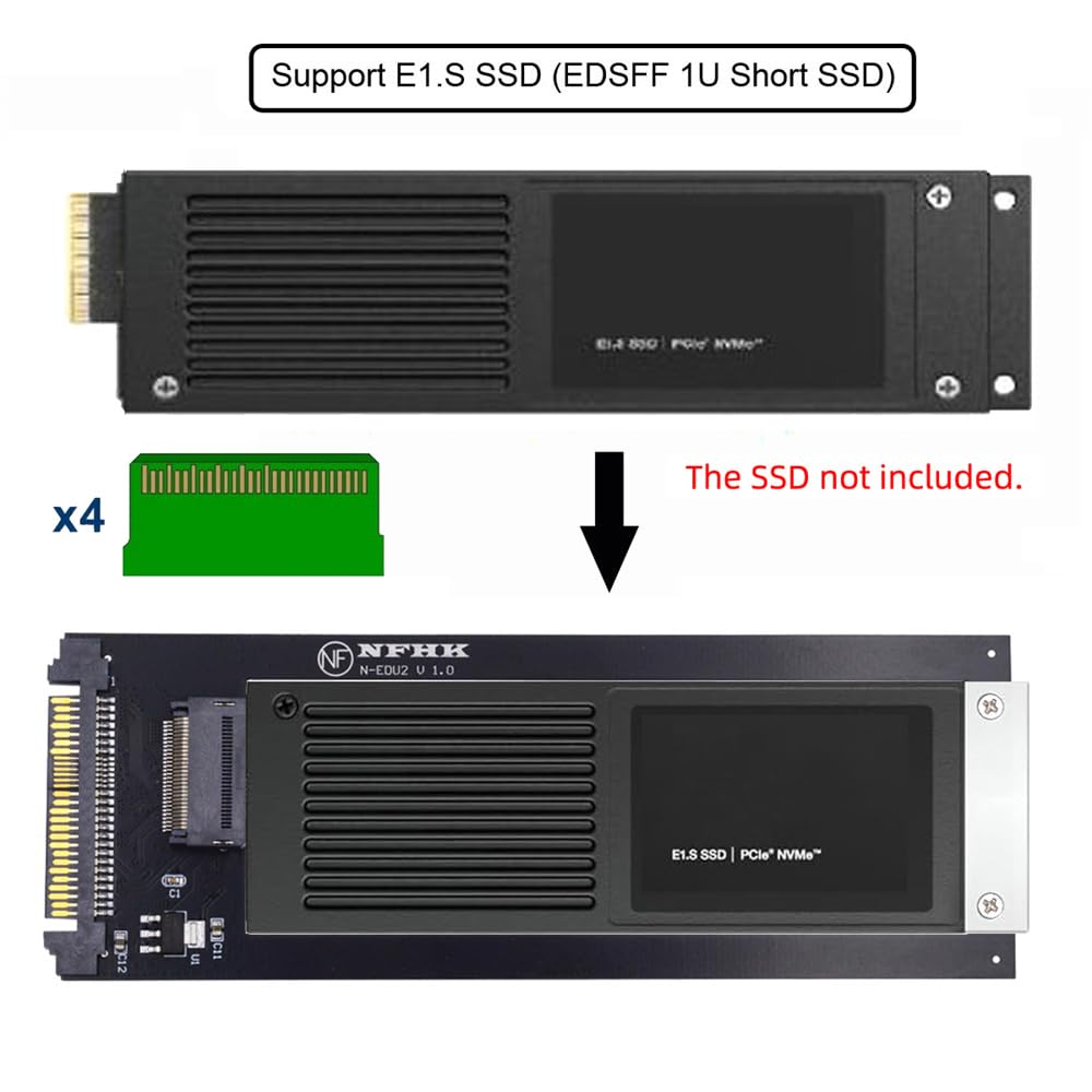 NFHK U.2 SFF-8639 Host to PCI-E Ruler 1U GEN-Z EDSFF 9.5mm 15mm 25mm Short SSD E1.S Heatsink PM9A3 PM9D3 P5801X Carrier Adapter