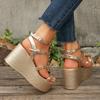 Fashion Summer Women Sandals Thick Sole Rivets Open Toe Platform Sandals Women Casual Wedge Roman Luxury New High Heels Shoes for Women