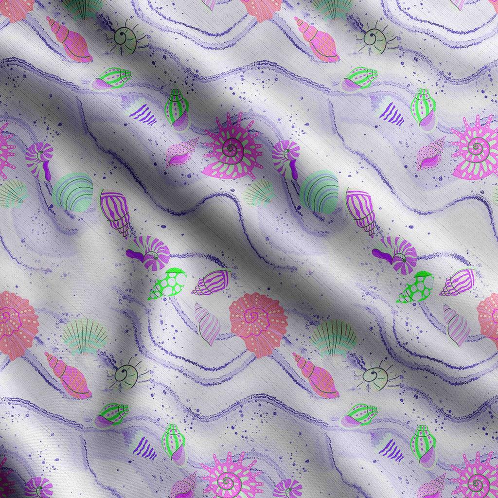 Soimoi Nadruk z muszli morskich, bawełniany kambryk, tkanina pikowana sprzedawana na jardy o szerokości 42 cali, średniej grubości tkanina bawełniana,