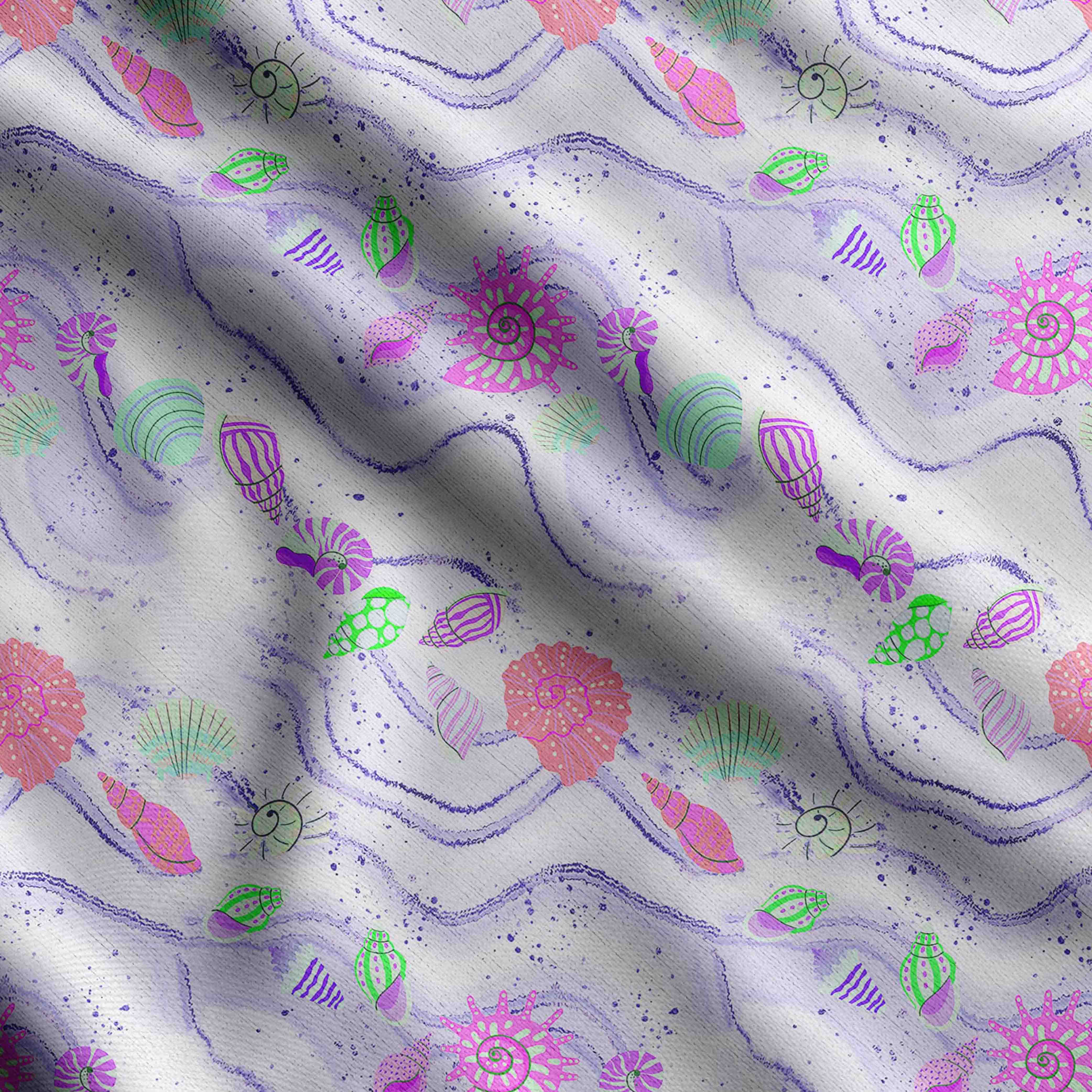 

Soimoi Sea Shell Print, бавовняний кембрік, стьобальна тканина, продана The Yard шириною 42 дюйми, бавовняна тканина середньої щільності, 42 Inch Wide - Cotton Cambric Фіолетовий