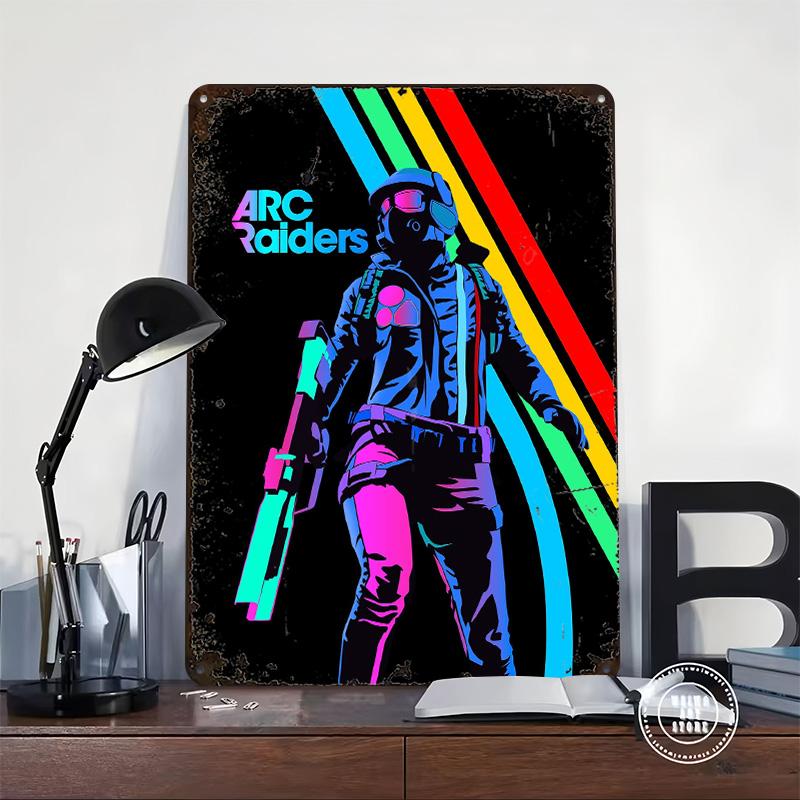 Arc Raiders Neonový plechový plakát Vlastní nástěnné umění Vintage kovové cedule Retro plechová plaketa na dekoraci stolu Domácí dekorace Dům