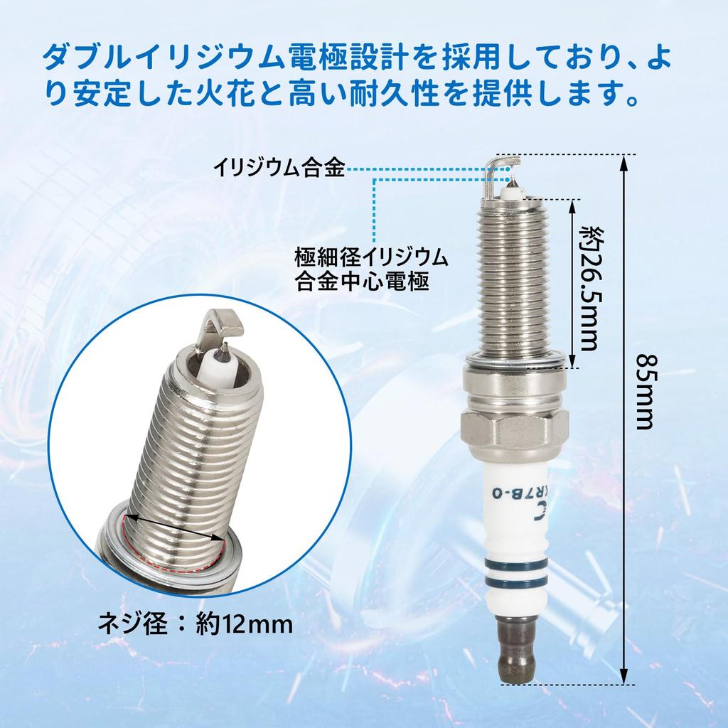Double Iridium Premium RX Spark Plugs, Set of 3, for N-BOX JF1, JF2, and N-ONE JG1 and JG2. Reference Part Number: LKR7ARX-PS (12290-R9G-003).