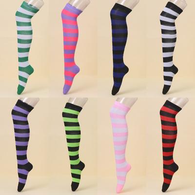 Calf Socks Japanese Color Matching Striped Stockings Pressure Socks Cosplay Knee Stockings