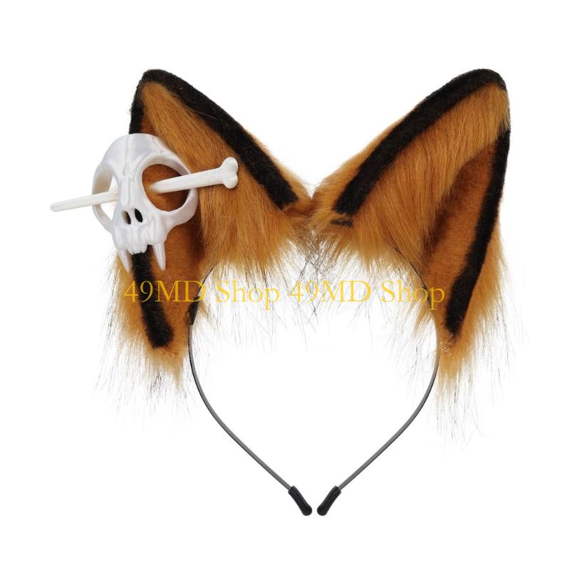 49MD Modifiable Wolf Puss Ear Hairband Nonallergenic Faux Hair Headpiece For Delicate Skin Kids Women