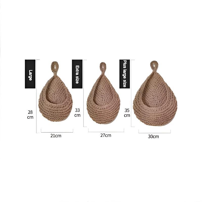 

3 Pcs Handwoven Hanging Wall Vegetable Fruit Basket Organizer Container Decor for Kitchen Garden Mount Wall Plant Flower Storage