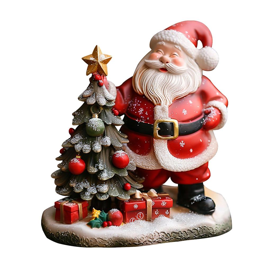 Santa Figurines Resin Santa Sculpture Festive Santa Decoration Christmas Tree Santa Sculpture Ornaments Decor Holiday Decor
