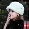 WTEMPO Large Flower Retro Elegant Warm Thickened Soft Women's Hats Autumn Winter Casual Versatile Plush Hats Solid Color Windproof Cold-proof Hats