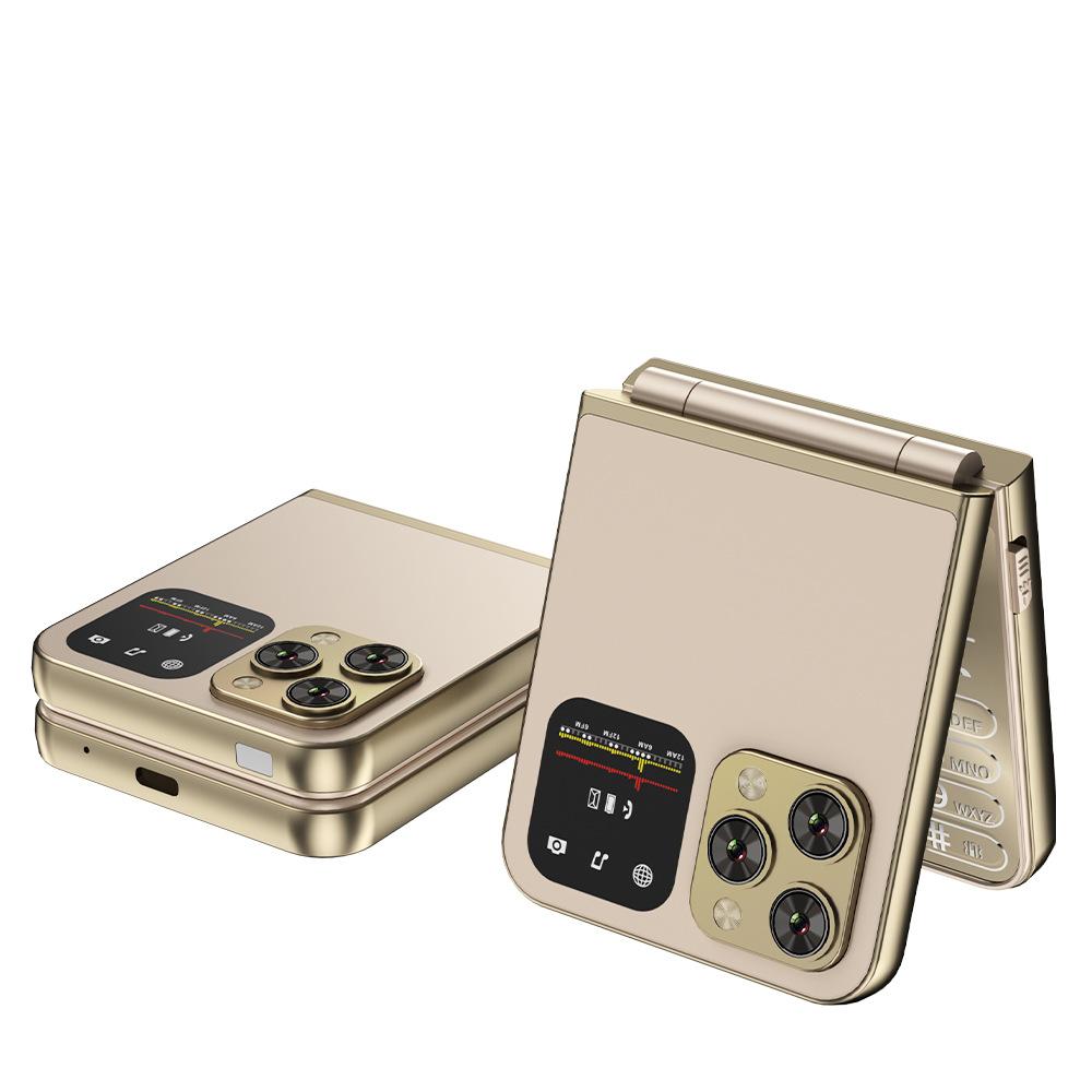 

Кнопочный мобильный телефон 3G, раскладной, с функцией флипа, мобильный телефон с двумя SIM-картами в режиме ожидания, экран 2,6 дюйма Gold (foreign version)