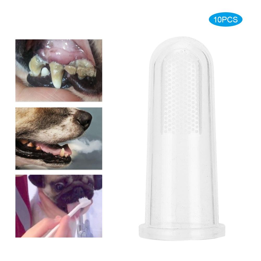 10pcs Stretch Finger Fit Cat Teeth Finger Brush Dog Teeth Clean Sleeve Home Teeth Routine