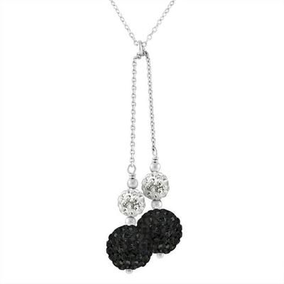 Necklace - LOVA LOLA VAN DER KEEN - 42 Cm - 925 Sterling Silver - Black and White Crystals - Women