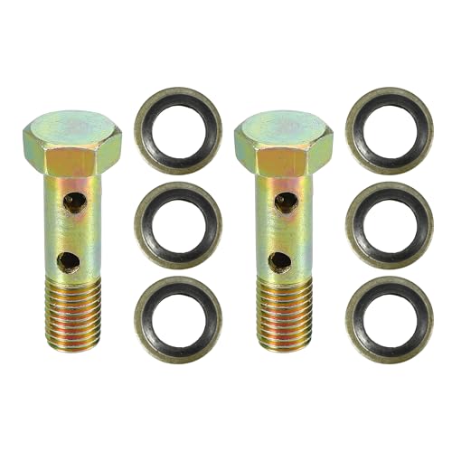 

ACROPIX Универсальный M8x1 Длина 32 мм Мотоциклетный 6-отверстий Полый болт Винт и Шайба Набор Тормозной Полый Винт Метрическая Резьба Бронзовый Цвет - Упаковка из 8 штук