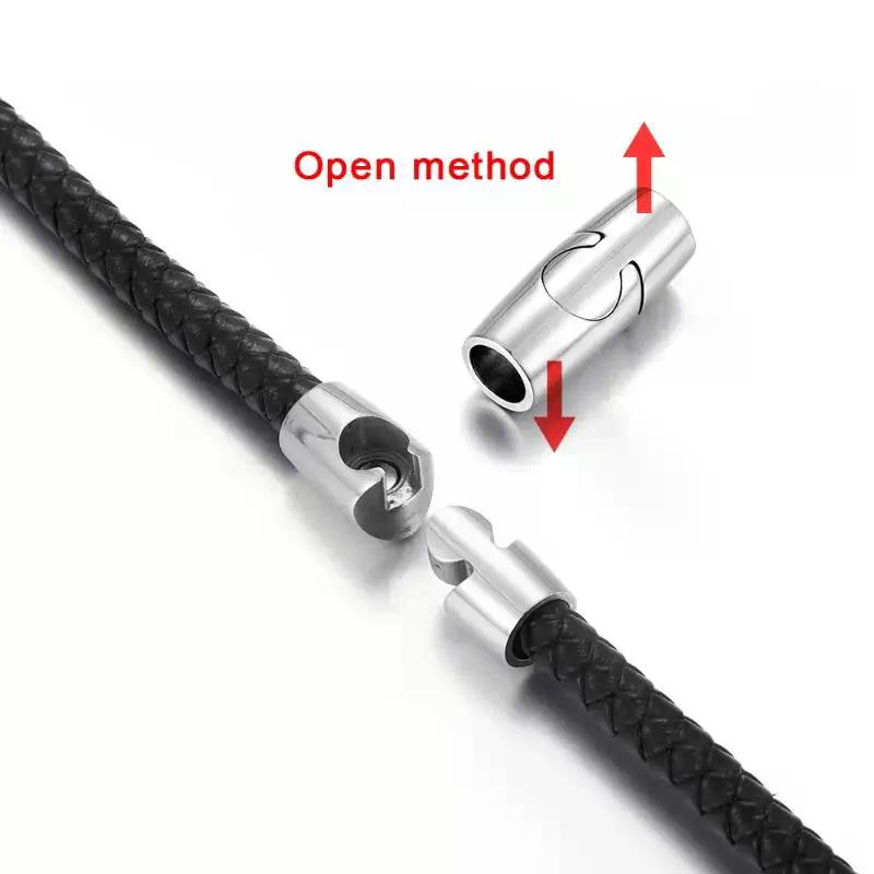 Stainless Steel Magnetic Clasp 6mm 8mm Hole Secure Closure Magnet Buckle for Leather Cord DIY Bracelet Necklace Crafting