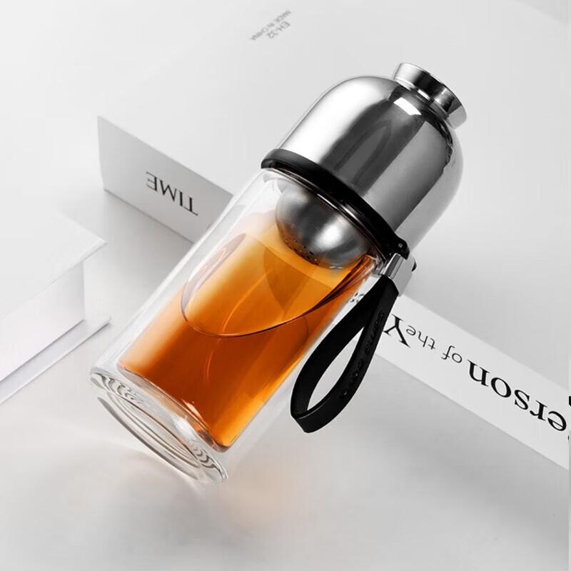 Magnetic Tea Infuser Double-Wall Glass Mug
