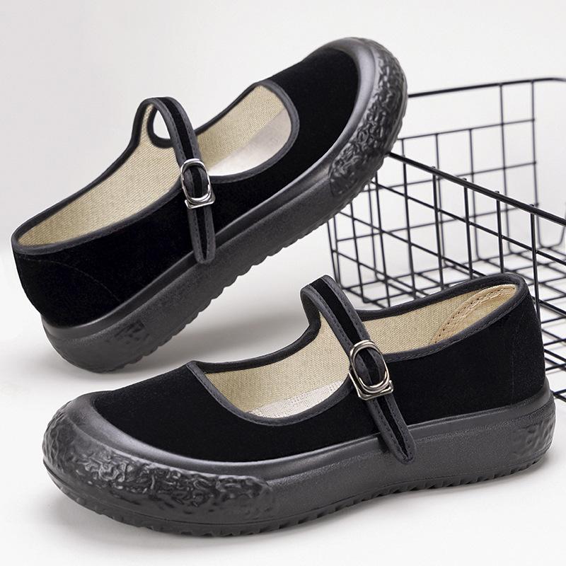 Women's Shoes Cloth Shoes Spring Black One Strap Etiquette Shoes Anti Slip Soft Bottom Breathable Shoes Mom Shoes Casual Soft Walking All Day Sneakers