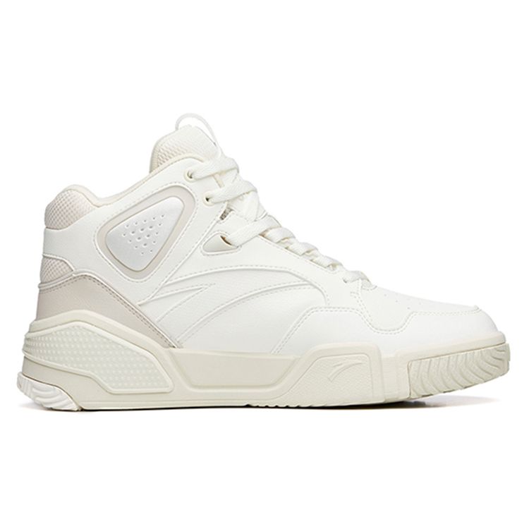Anta Lifestyle Series Flame Fashion Comfortable Casual High-Top Skate Shoes Men Sneakers White Gray 112238090R-1