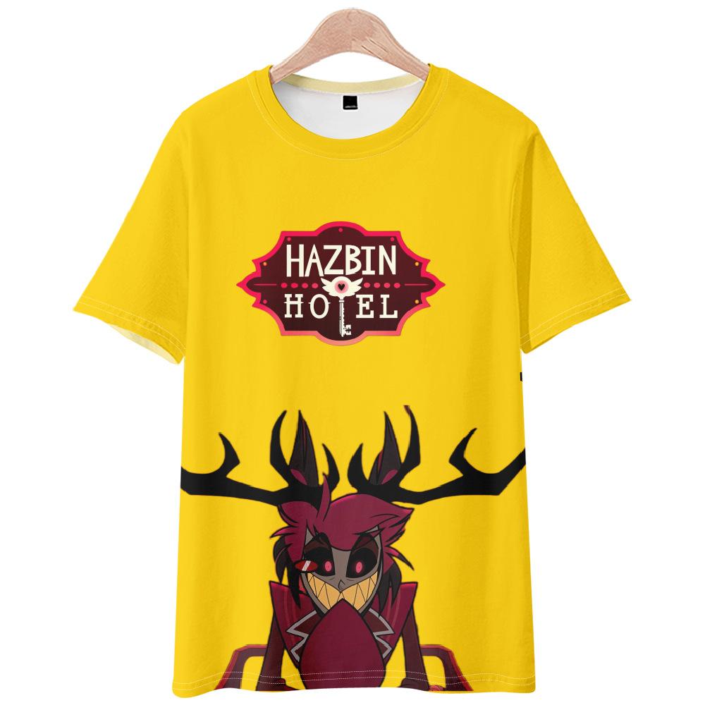 Hazbin Hotel Anime Women Men's T-shirts Cartoon Printed O-Neck Oversized Short Sleeves Fashion Mens Clothing Streetwear