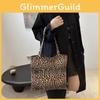 Chic Urban Simple Design Large Leopard Print Tote Bag For Women In Black And Brown