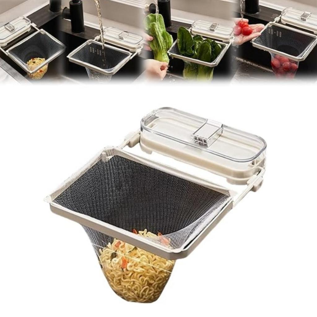 Sink Drainer Suction Cup Sink Strainer Reusable Sink Drain Strainer for Kitchen Food Waste with 50 Pcs Disposable Mesh Bags Foldable Multifunctional