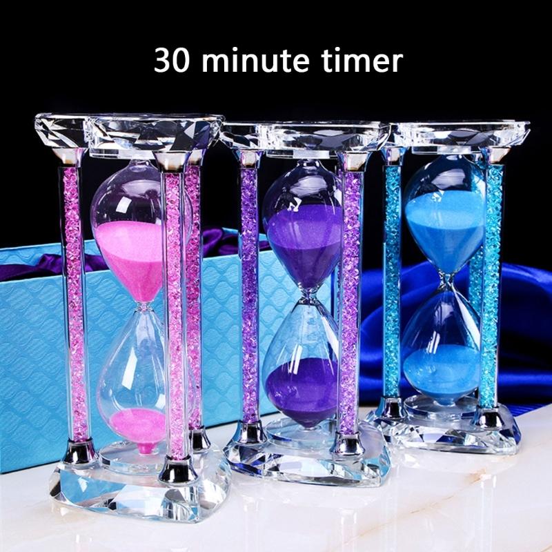 Effective 30 Minutes Sand Clock Practical Heart Shaped Crystal Hourglass Efficient Timer for Kitchen Study or Gym Use