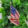 American Flag Pentagram Bow Gold Tone Crystal Brooch Lapel Pins USA Patriotic Jewelry for Women Men Coat Suit  Corsage