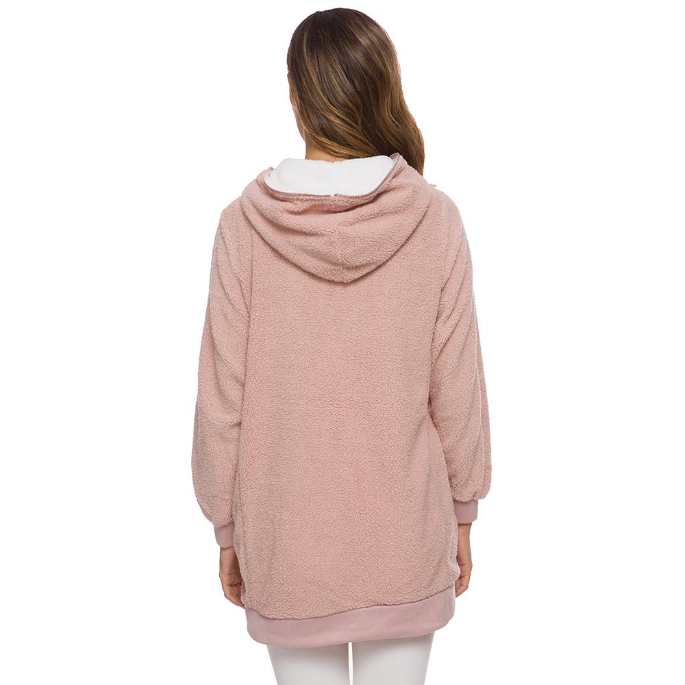 Fudule Women Winter Coats Plus Size Solid Zip Down Hooded Jacket Casual Loose Fluffy Coat Cardigans Outwear with Pocket