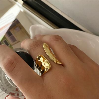 Fashion Gold Minimalist Women's Couple Ring Vintage Punk Geometry Irregular Jewelry Birthday Party Gift