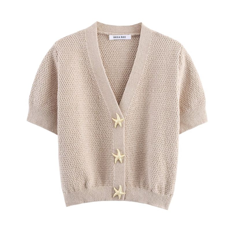 Kaslead New Arrival Women's Clothing Fashion Style Fashion Star Star Button Decoration Knitting Outwear 6771066