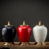 Tea can large creative red sealed storage tank gift box gold-plated European ceramic tea packaging tank