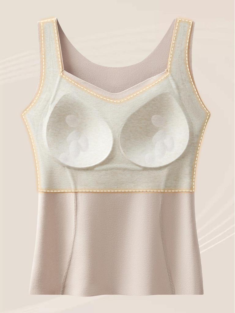 V Neck Chest Pad Tank Top Cashmere Silk for Warmth Crop Tops Women Camis Backless Camisole Fashion Tube Lady Sleeveless Cropped Vest