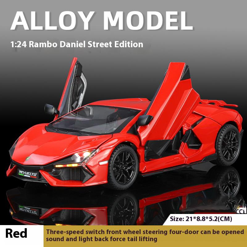 1/24 קנה מידה למבורגיני רוולטו גרסת מכונית רחוב מכונית ספורט סגסוגת מתכת דגם מכונית יצוקה צליל ואור צעצועי ילדים לבנים מתנות