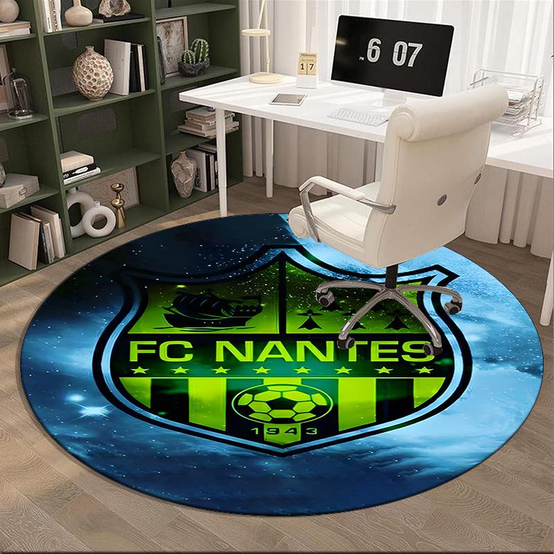 1PC round rug Fc Nan-tes Crest Design Printed Round Area Rug ,Rug For Home Office, Round Chair Rug, Decorative Carpet Fan gifts Christmas gift