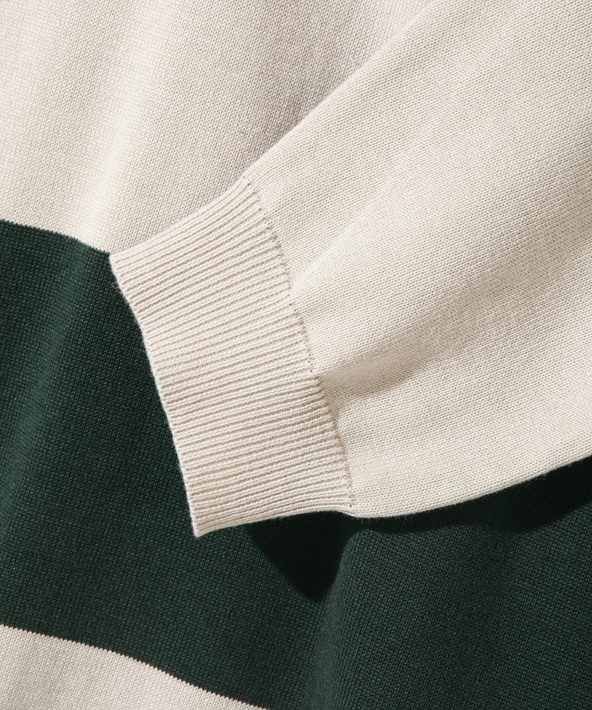 Dimiteulibeullaeg Asi Striped Rugby Long Sleeve Knit T-Shirt_Green