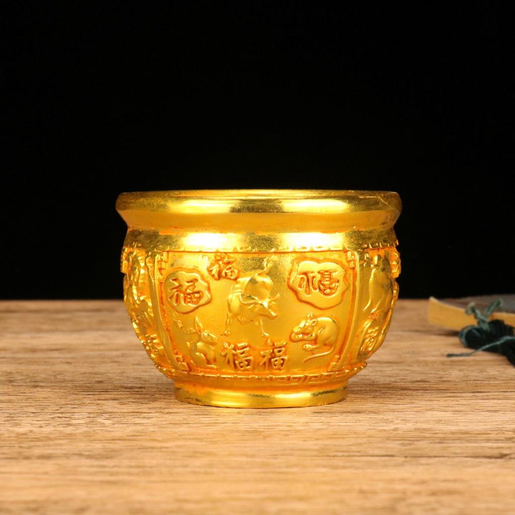Alloy Cylinder Ornament Collection Imitation Copper Gilt Zodiac Cylinder Ornament