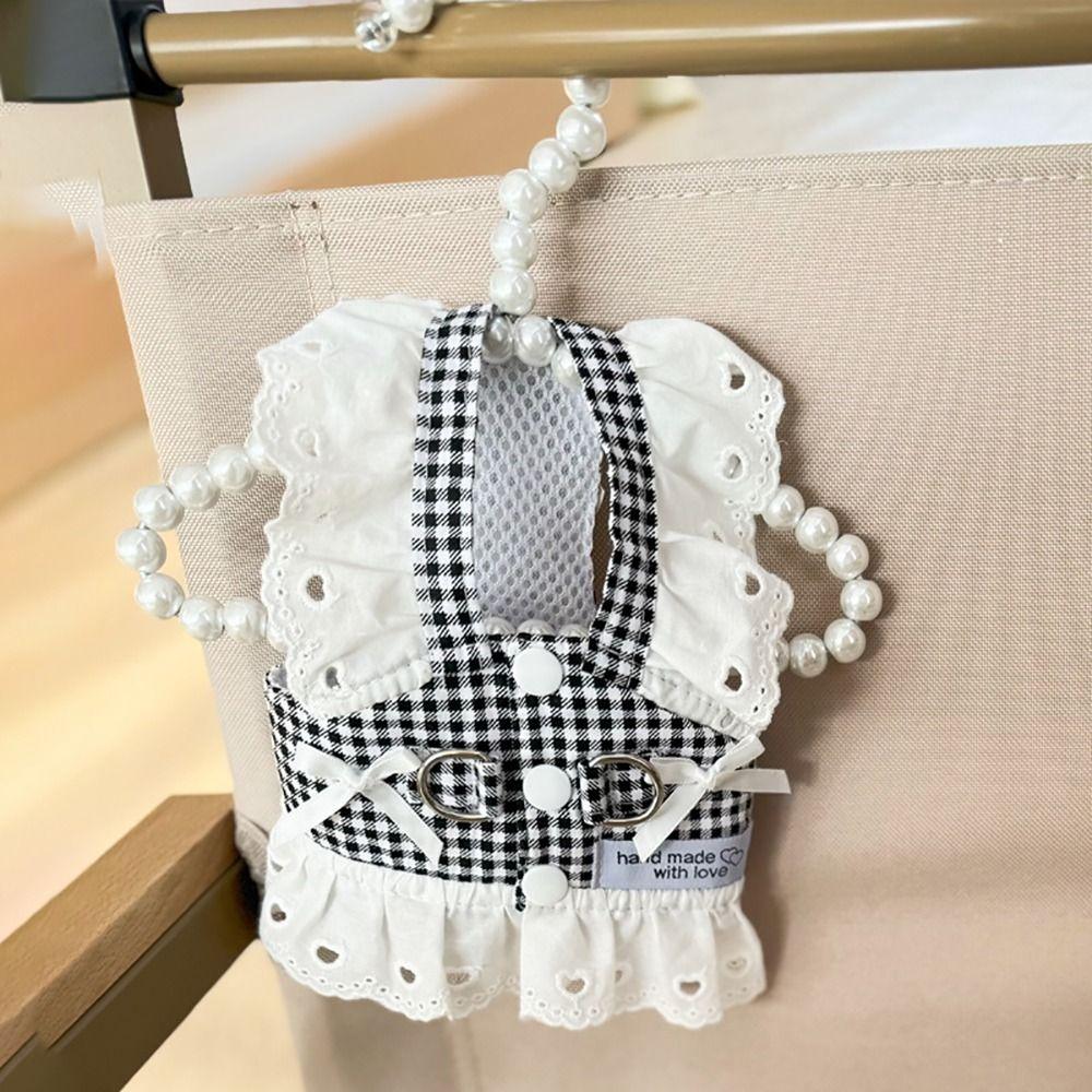 Cotton Pet Suspender Skirt Grid Breathable Cat Dog Princess Dresses Traction Buckle Pastoral Style Two Leg Dress Clothes Cat Dog