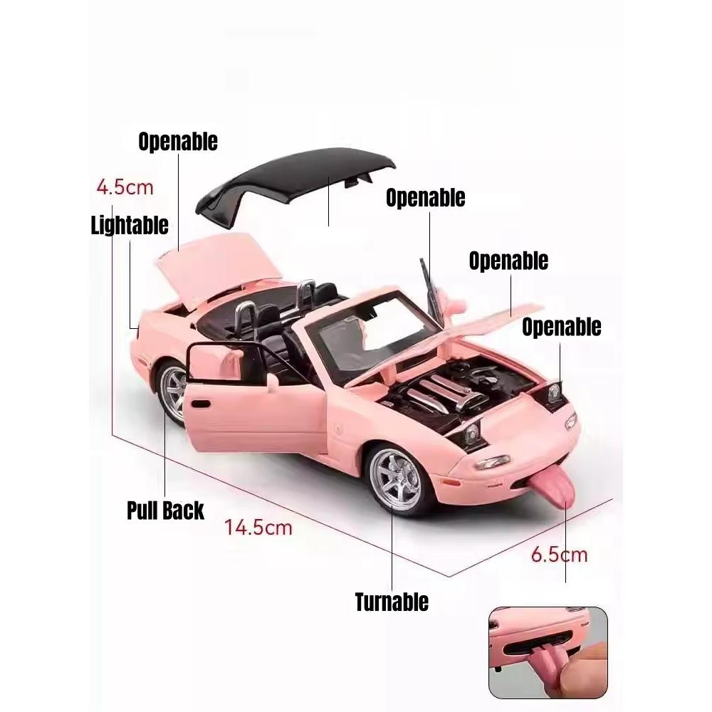 1/32 Mazda MX-5 Miniature Diecast Miata RoadSter Toy Car Model Sound & Light Doors Openable Collection Gift for Children Boy Kid
