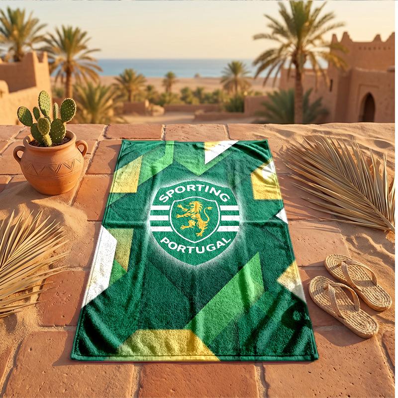 Telo Mare in Microfibra con Stampa Sporting CP FC Asciugatura Rapida Assorbente Grande per Spiaggia Nuoto Viaggio