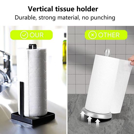 Yousheng Roll Paper Holder with Non-Slip Stable Base Heavy-Duty Stainless Steel Paper Towel Holder Modern Standing Countertop Dispenser