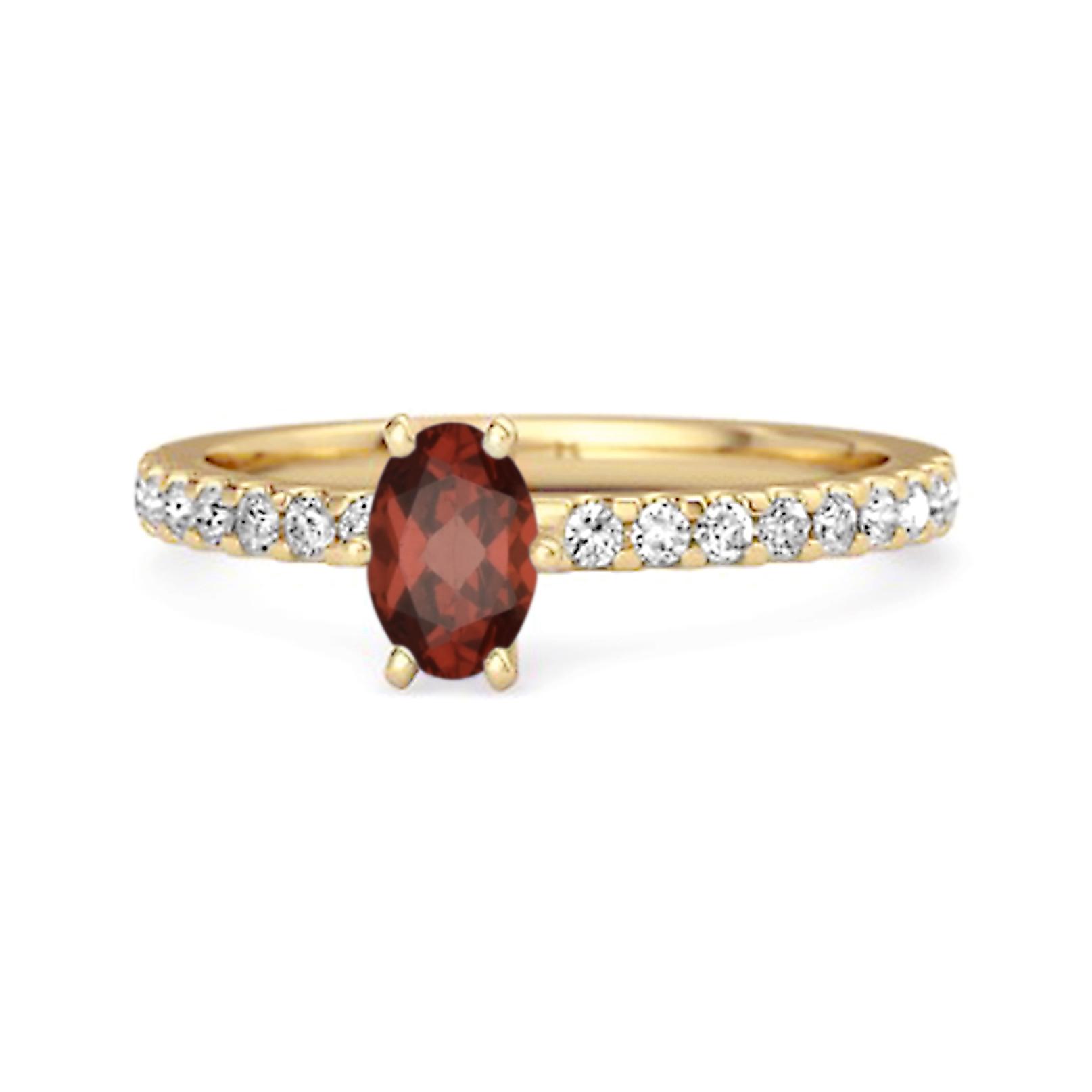 Garnet Oval Solitaire Ring - 925 Sterling Silver Gold Vermeil 8 жёлтый