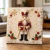 Handmade Framed Pearl Painting Set with Festive Nutcracker Design 5D Shiny Bead Art Canvas Creative Craft for Christmas Home Room Decor