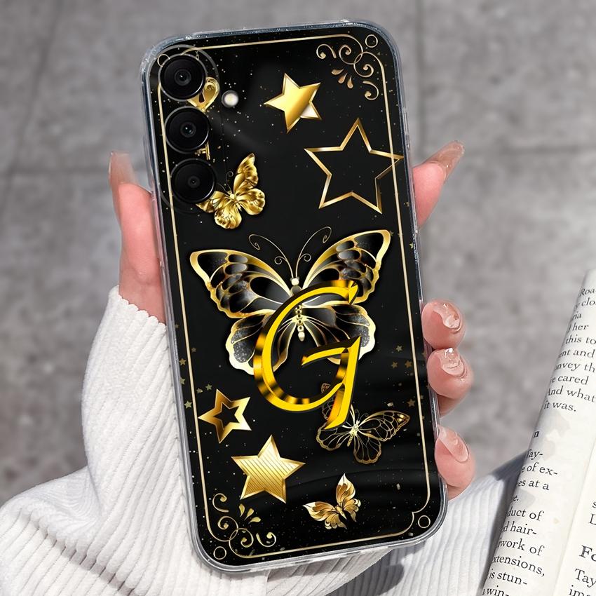 For Samsung A17 A16 A15 A14 A13 A12 M16 M14 M13 M12 M10 Pretty Butterfly Letter Clear TPU Phone Cover Lens Protection Anti Slip Shell For Samsung Case