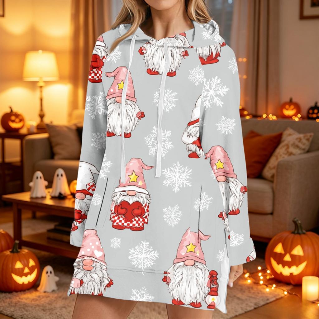 Women's Fashion Casual Long Sleeve Christmas Print Hoodie Top