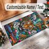 Covor de podea din catifea de cristal cu tematică de leopard, covor cald personalizat cu nume și text, decorațiune pentru casă