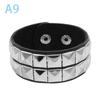 90S  Punk Style Bracelet Personality Pu Leather Three Rows Spikes Square Bracelets Bangle 2024 Party Jewelry Gift
