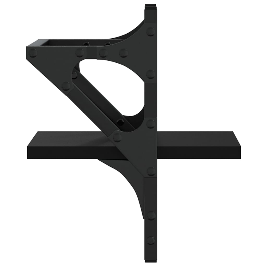 Wall Shelves with Rods 2 pcs Black 20 x 25 x 30 cm